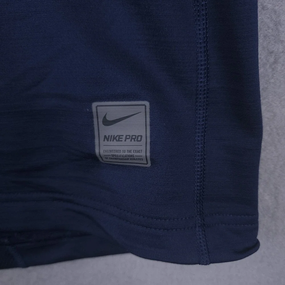 Nike Pro Compression Shirt Mens XL‎ Navy Blue Mock Neck Long Sleeve Gym